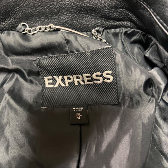 Express Black Faux Leather Moto Jacket – Size Medium - Picture 3 of 6